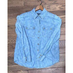 Banana Republic Light Blue Denim-Look Long-Sleeve Button-Up Shirt Small